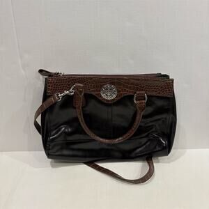 Giani Bernini Women's Black/Brown Faux-Leather Tote Bag Medium